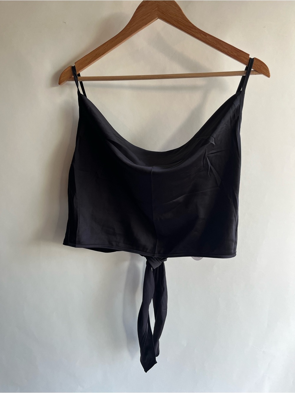 Avidlove Satin Tie Back Crop Top Open Back Scoop Neck Sz 2XL Women’s Black New